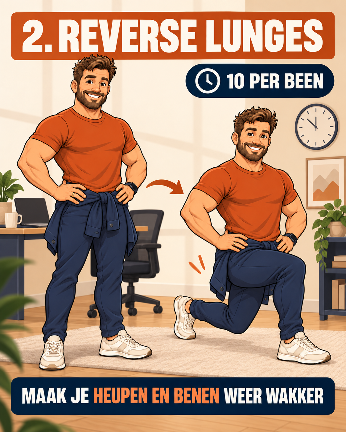 StrongDad laat een achterwaartse lunge zien
